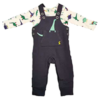 Baby Boys Printed T-shirt & Applique Dungaree Set