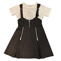 Girls Dungaree Dress Woven and T-shirt Knit