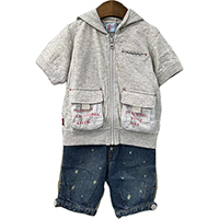 Hoodie Cardigan & Denim Short