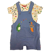 Baby Boys Printed Bodysuit & Applique Dungaree Set