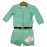 Baby Girls Frilled Zip Front Top & Printed Short