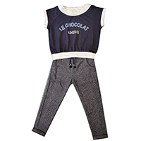 Girls Knit Printed Top & Sparkle Trouser Set